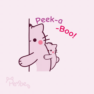 Pink Cat Peeking Peek-A-Boo GIF