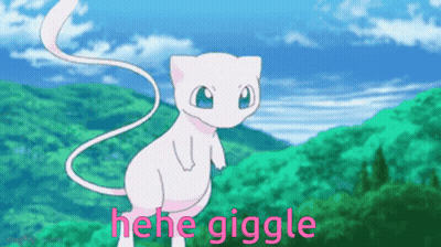 Pink Cat Standing In Field Saying He He Giggle GIF