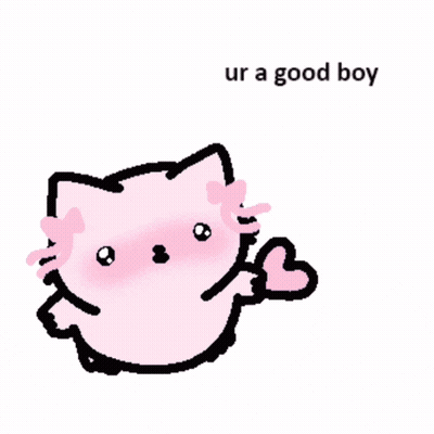 Pink Cat With Heart Saying Ur A Good Boy GIF