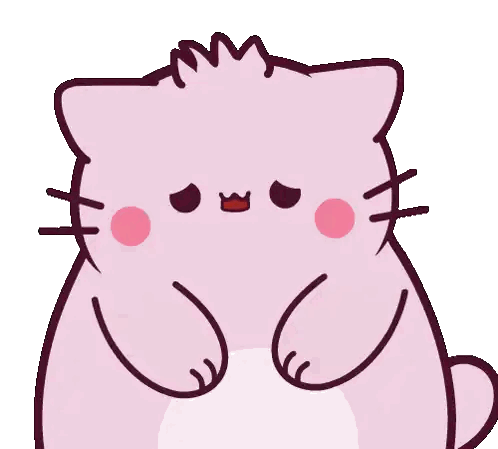 Pink Cat With Sad Look Sticker