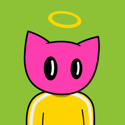 Pink Cat With Yellow Jacket And Halo GIF