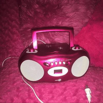 Pink CD Player Saying Next GIF