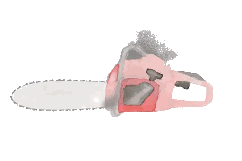 Pink Chainsaw With Smoke Sticker