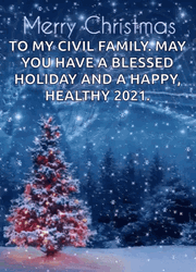 Pink Christmas Card Tree Snowing GIF