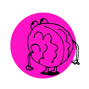 Pink Circle With Character Sticker