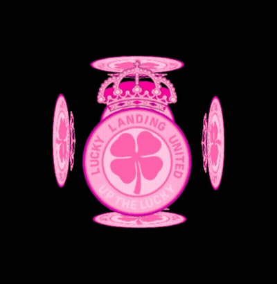 Pink Circle With Four Leaf Clover Saying Lucky United GIF