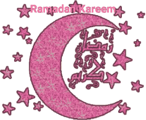 Pink Crescent Moon With Stars Ramadan Kareem Sticker