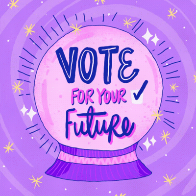 Pink Crystal Ball Saying Vote For Your Future GIF