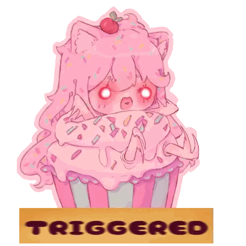 Pink Cupcake With Cherry And Triggered Sign Sticker