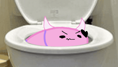 Pink Devil Sitting In Toilet GIF