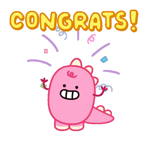 Pink Dinosaur With Congrats Sticker