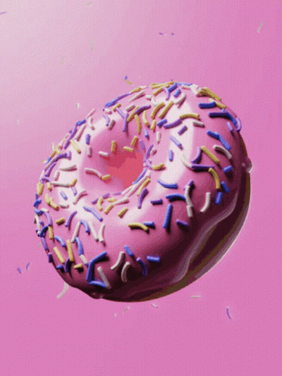 Pink Donut With Sprinkles Floating GIF