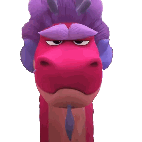 Pink Dragon With Purple Hair And Moustache Sticker