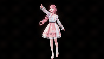 Pink Dress Girl Next To Black And White Dress Girl GIF
