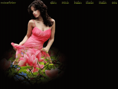 Pink Dress Woman Among Pink Flowers And Green Leaves GIF