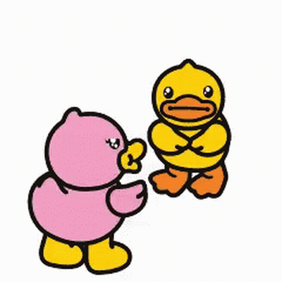 Pink Duck And Yellow Duck Crying GIF