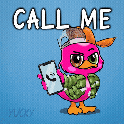 Pink Duck Holding Cell Phone Saying Call Me GIF