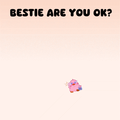 Pink Duck Holding Megaphone And Purse Bestie Are You Ok GIF
