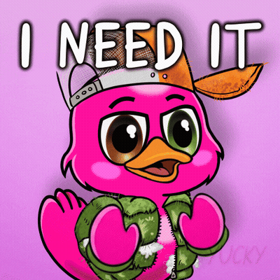 Pink Duck In Hat And Gloves Saying I Need It GIF
