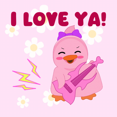 Pink Duck Playing Guitar I Love Ya GIF