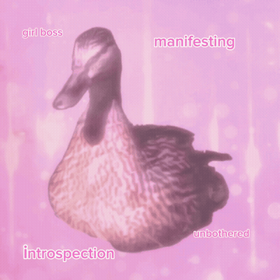 Pink Duck Saying Girl Boss Manifesting Introspection And Unbothered GIF
