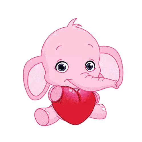 Pink Elephant Holding Red Heart Sticker