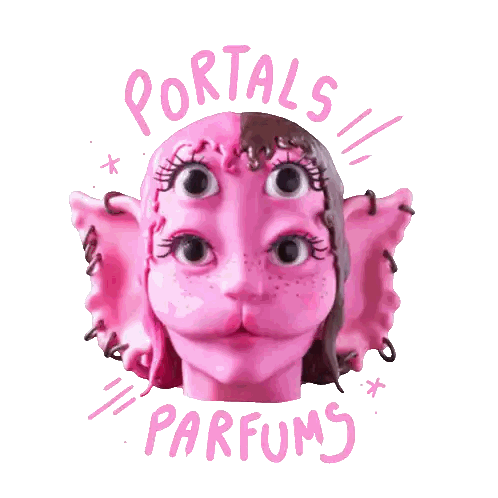 Pink Face With Three Eyes Portals Parfums Sticker