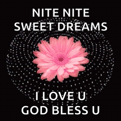 Pink Flower Nite Nite Sweet Dreams I Love U God Bless U GIF