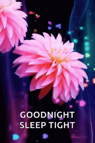 Pink Flower Saying Goodnight Sleep Tight GIF