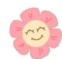 Pink Flower Smiling Face Closed Eyes Sticker