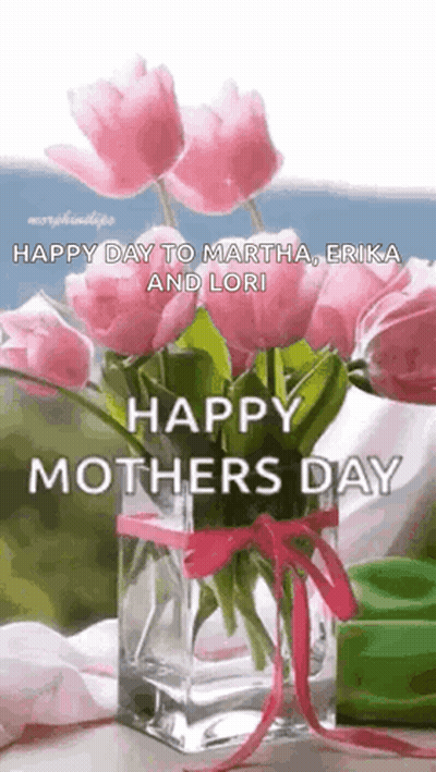 Pink Flower Vase Happy Mothers Day GIF