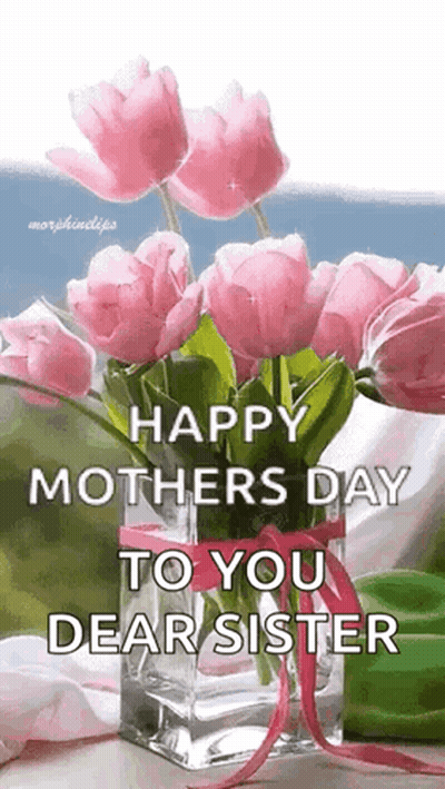 Pink Flower Vase Happy Mothers Day GIF