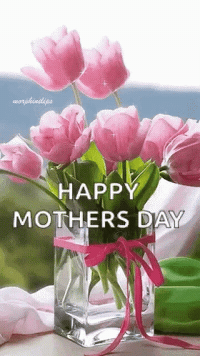 Pink Flower Vase Happy Mothers Day GIF