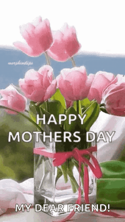 Pink Flower Vase Happy Mothers Day GIF