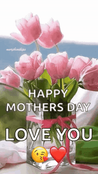 Pink Flower Vase With Happy Mothers Day GIF