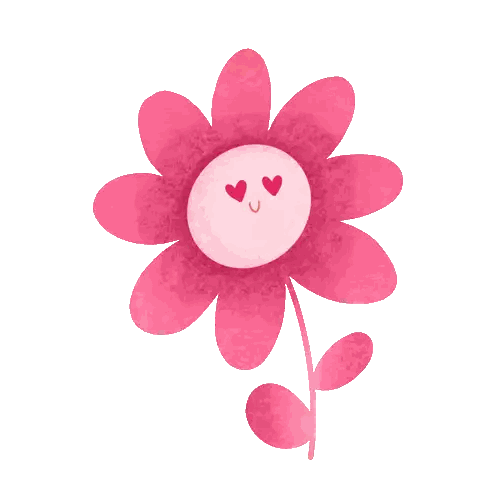Pink Flower With Red Hearts Sticker