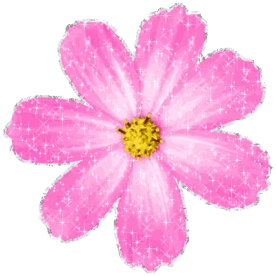 Pink Flower With Yellow Center And Stars Sticker