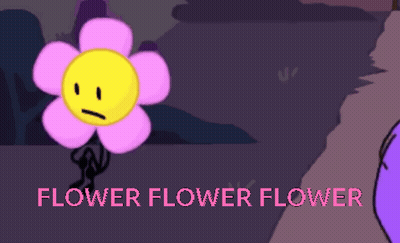 Pink Flower With Yellow Face Saying Flower Flower Flower GIF