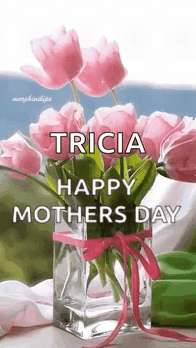 Pink Flowers Vase Happy Mothers Day GIF