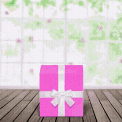 Pink Gift Box On Wooden Floor In Front Of Window GIF