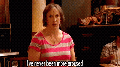 Pink Grey Striped Woman Never Been More Aroused GIF