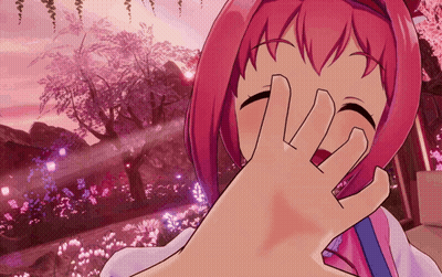 Pink Hair Cartoon Girl Covering Face GIF