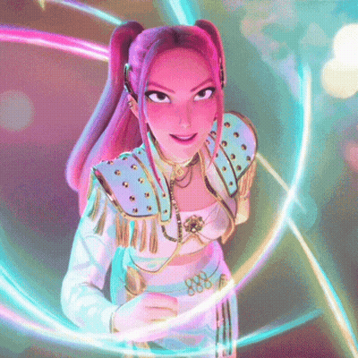 Pink Hair Cartoon Surrounded By Lights GIF