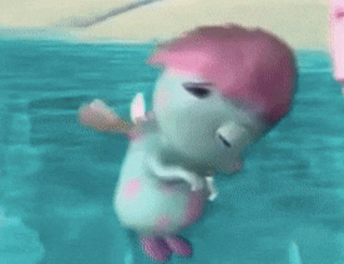 Pink Hair Cartoon Swimming GIF