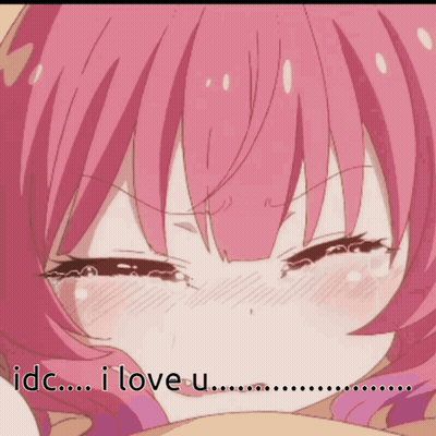 Pink Hair Girl Crying IDC I Love U GIF