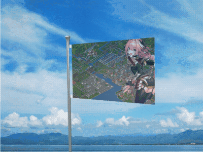 Pink Hair Girl Flying Flag GIF