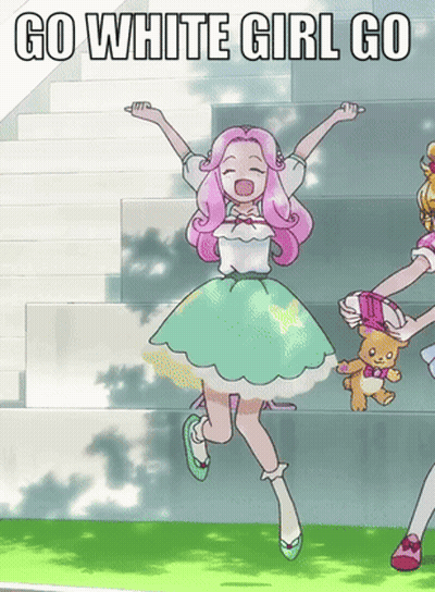 Pink Hair Girl Jumping With Go White Girl Go GIF