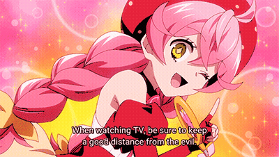 Pink Hair Girl Red Hat Keep Distance Evil TV GIF