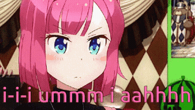 Pink Hair Girl Saying Hi-I Ummm I Aahhh GIF