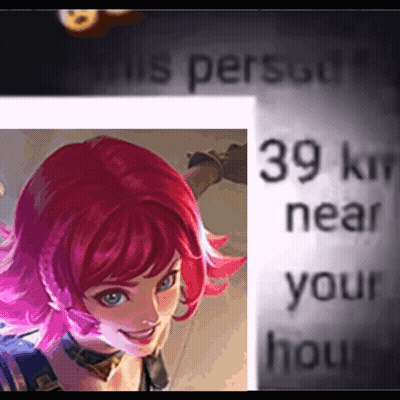 Pink Hair Girl Smiling Next To 39 Km Near Your Hour Sign GIF